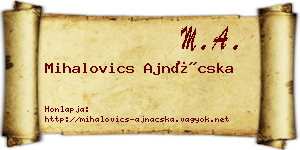 Mihalovics Ajnácska névjegykártya